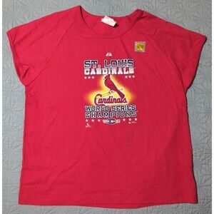 Vintage St. Louis Cardinals 2006 WS Champions Women's Majestic T-Shirt  L Red